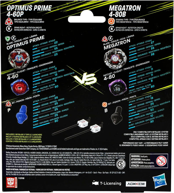Beyblade X Transformers Optimus Prime 4-60P vs. Megatron 4-80B Multipack Set - view 4 of 4