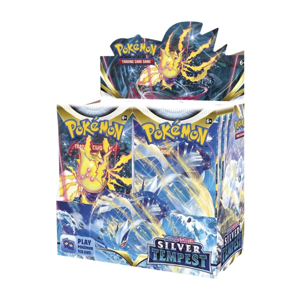 Pokemon TCG Sword & Shield Silver Tempest booster box containing 36 booster packs