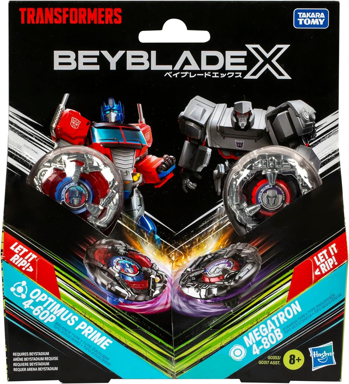 Beyblade X Transformers Optimus Prime 4-60P vs. Megatron 4-80B Multipack Set - view 3 of 4
