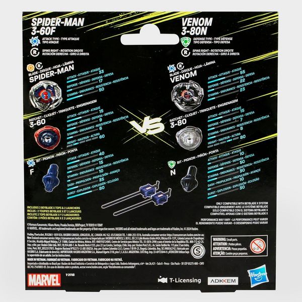 Beyblade X Marvel Spider-Man 3-60F vs. Venom 3-80N Multipack Set - view 4 of 5