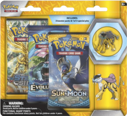 Legendary Beasts Raikou Pin 3-Pack Blister - factory sealed Pokemon TCG product